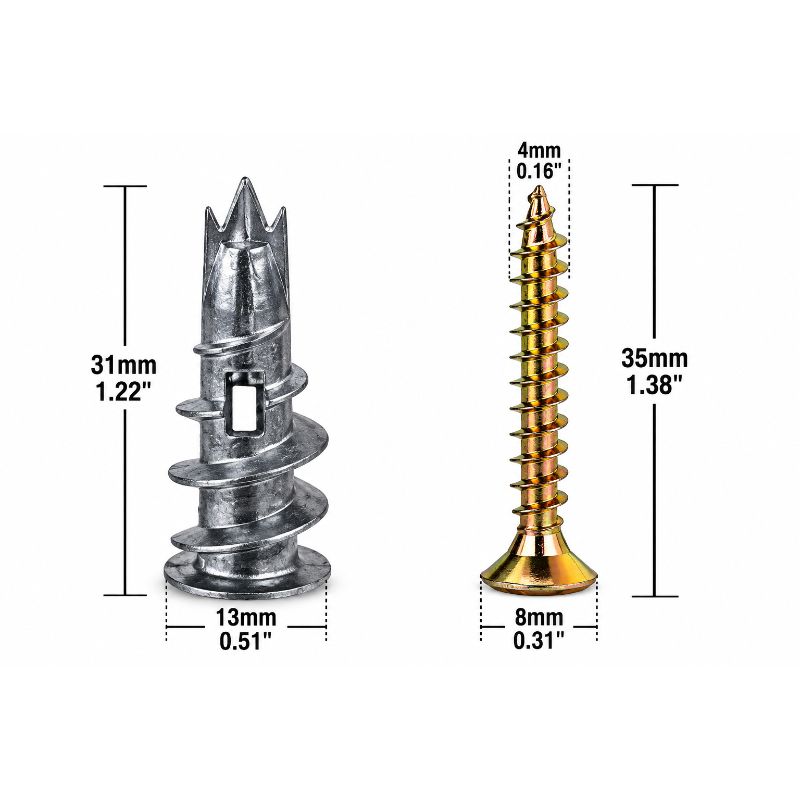 Drywall Anchor Screw - 10 adet Tek Noktalı Çinko Alaşımlı