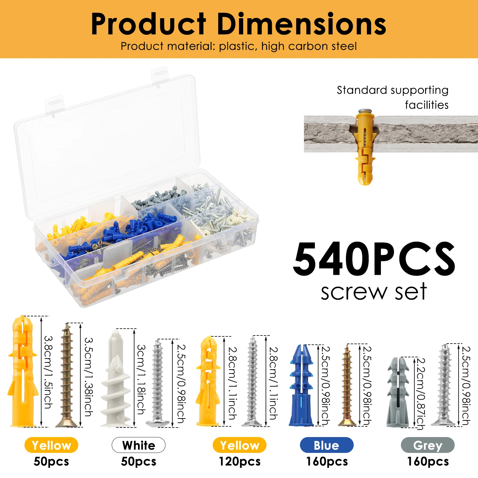 540 Parça Alçıpan Ankraj ve Vi - Drywall Anchor Screw incelemesi ve fiyatı